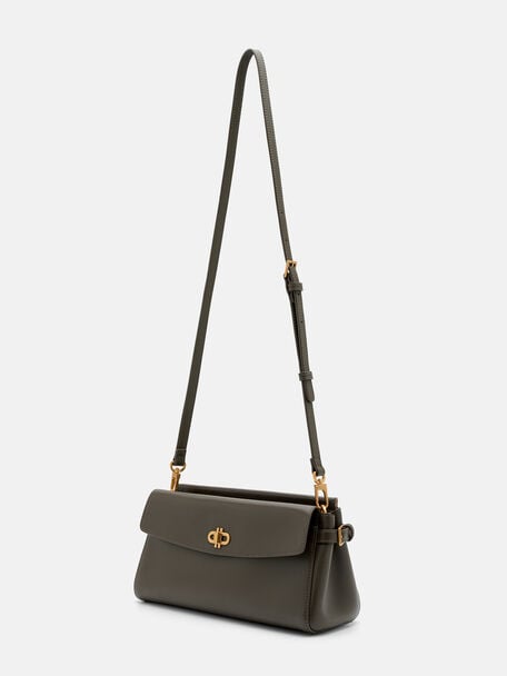 Emory Leather Shoulder Bag, Dark Olive