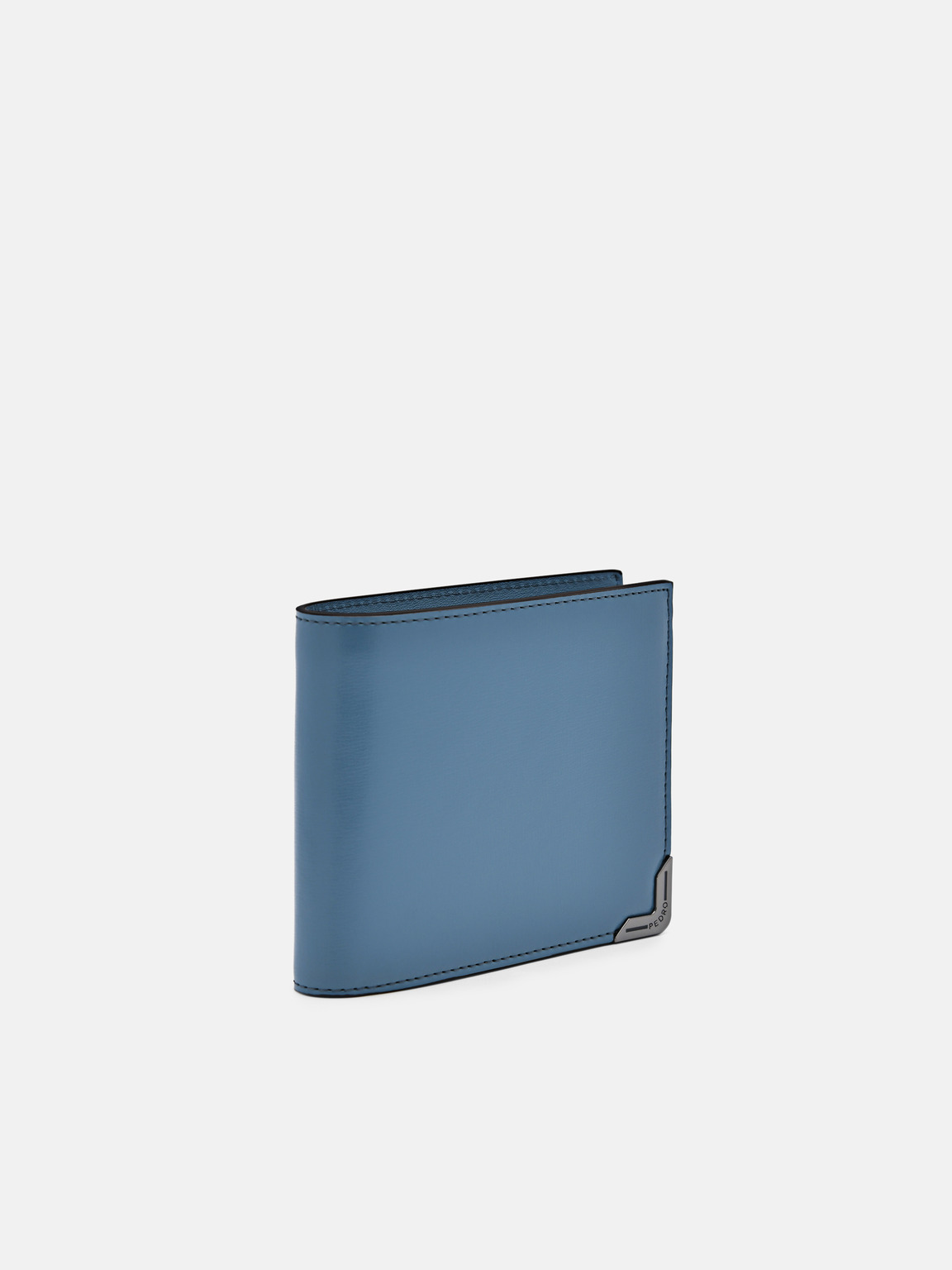 Leather Bi-Fold Flip Wallet, Cyan