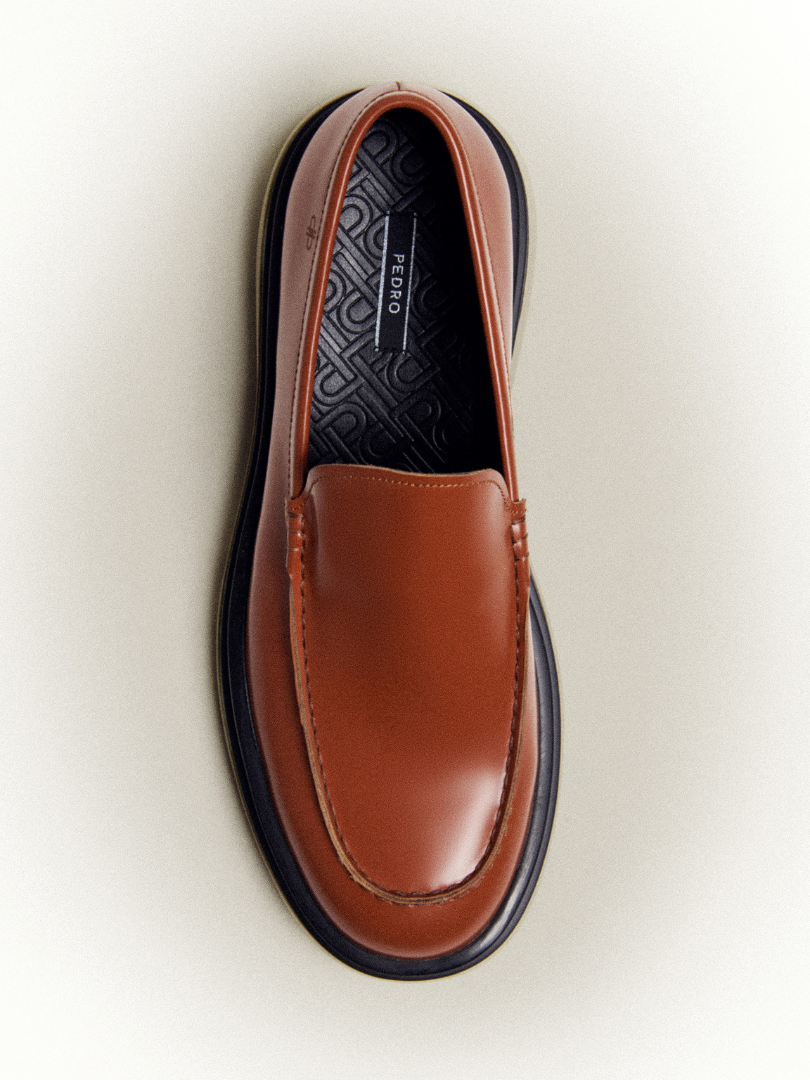 PEDRO標誌皮革樂福鞋, 浅棕褐色