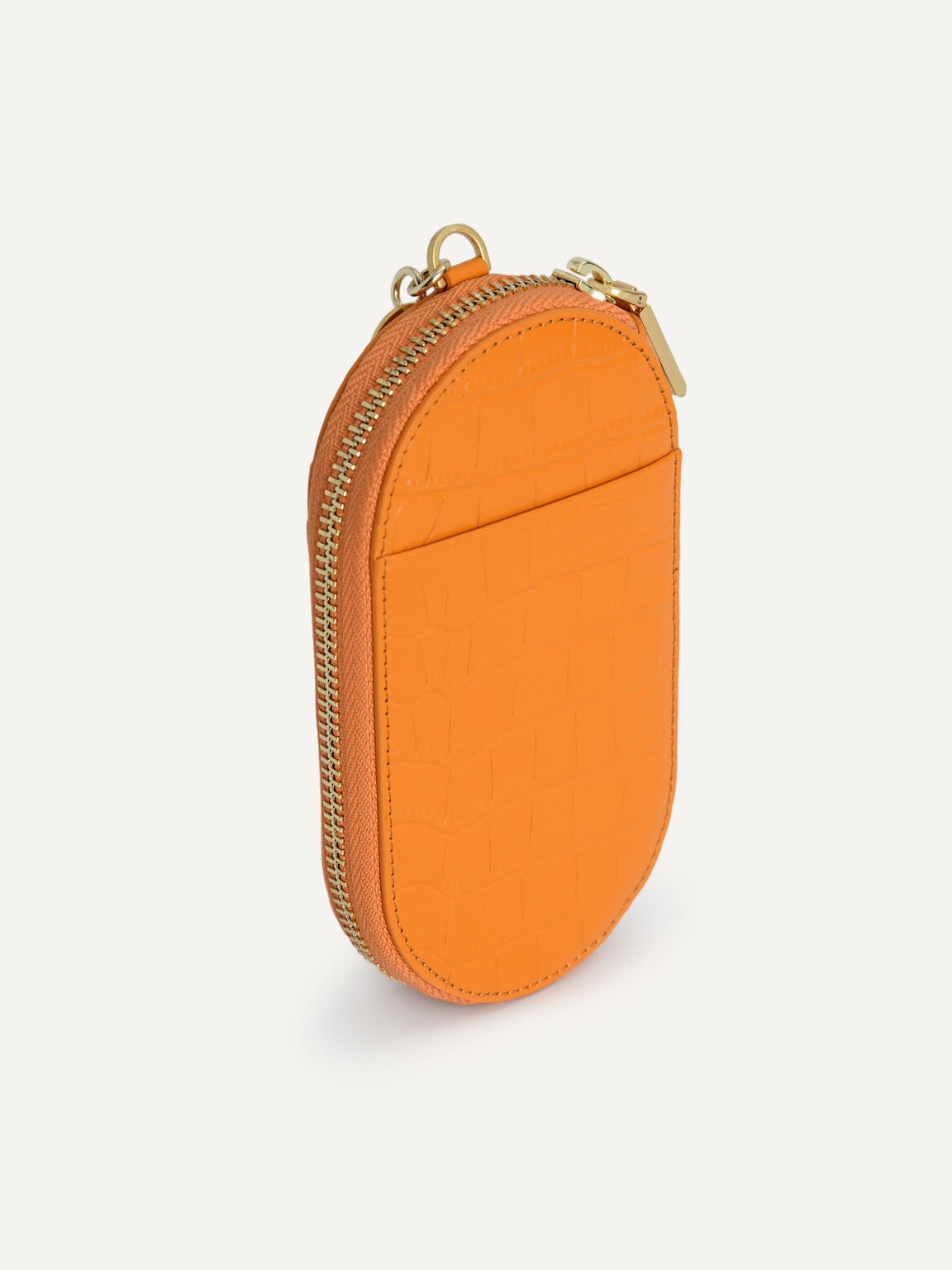 Textured Leather Pouch, Orange