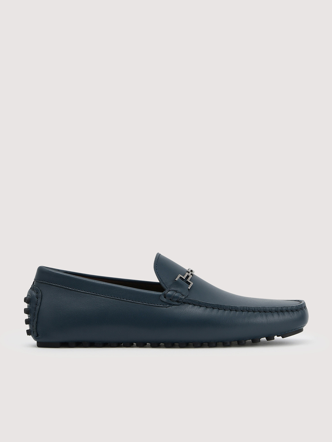 Pebbled Leather Moccasin, Navy