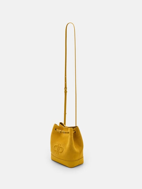 Loli Suede Bucket Bag, Yellow