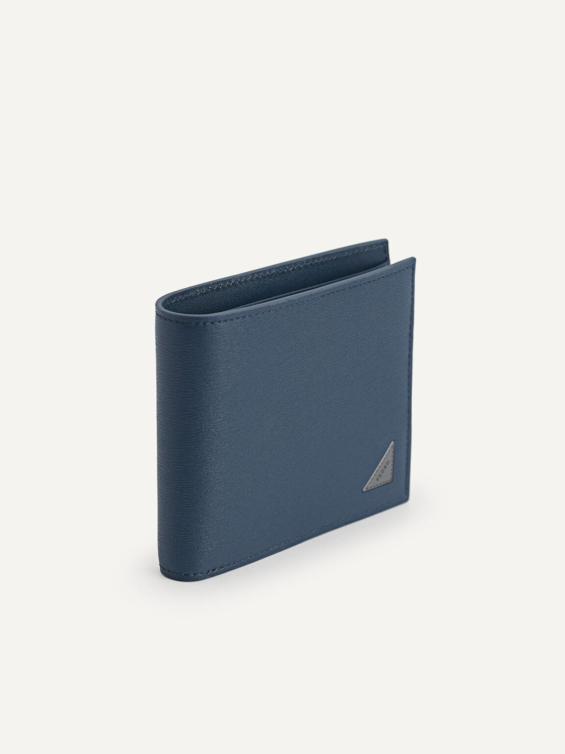 帶內袋皮革雙折疊錢包（RFID）, 海军蓝色