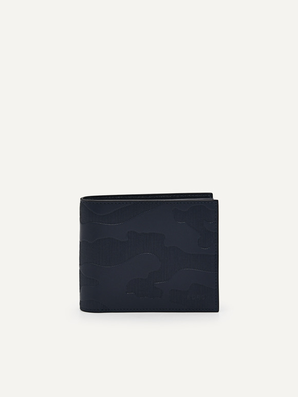Leather Bi-Fold Flip Wallet, Navy