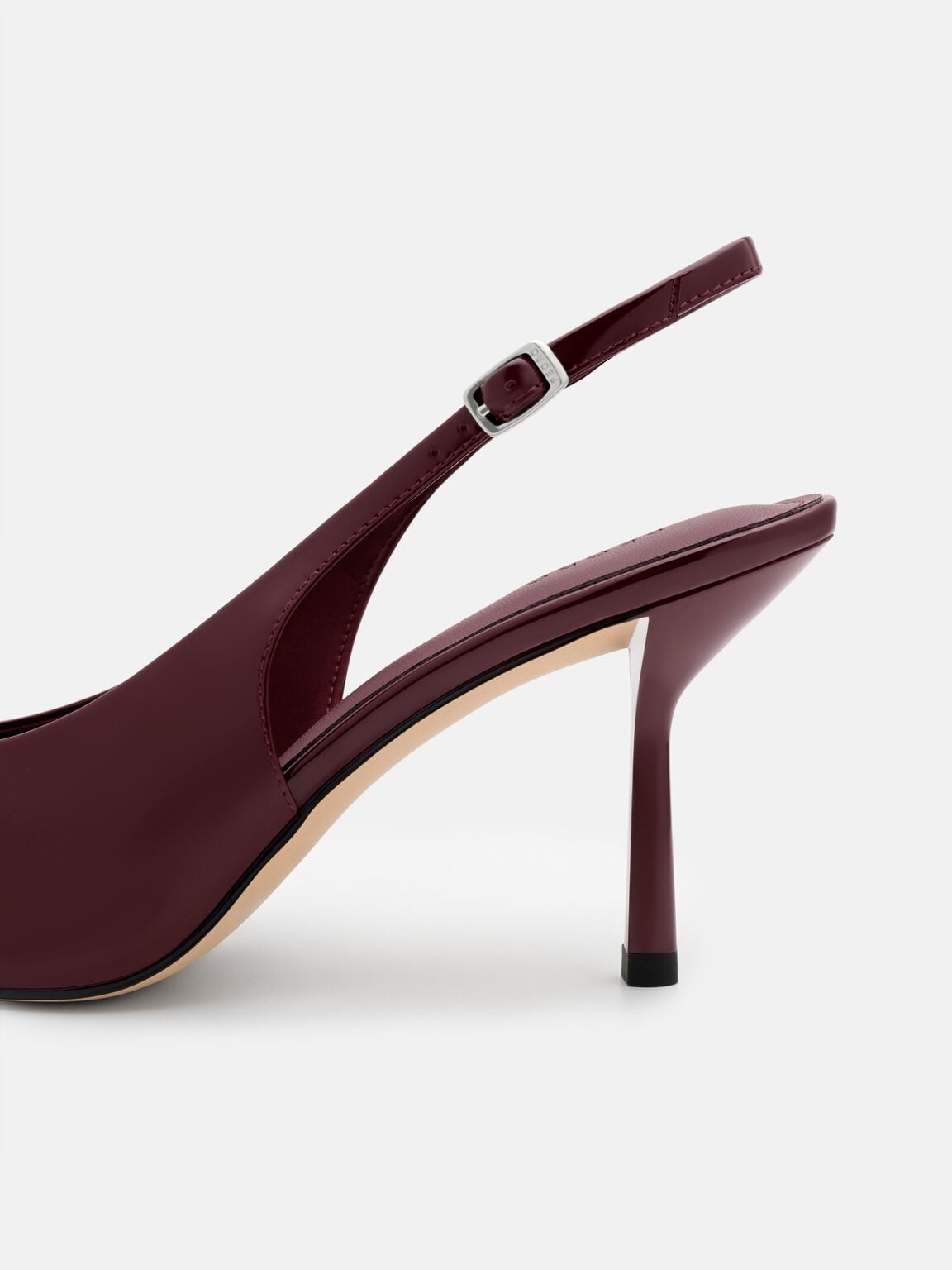 Jeanine Patent Leather Heel Slingback Pumps, Burgundy Patent