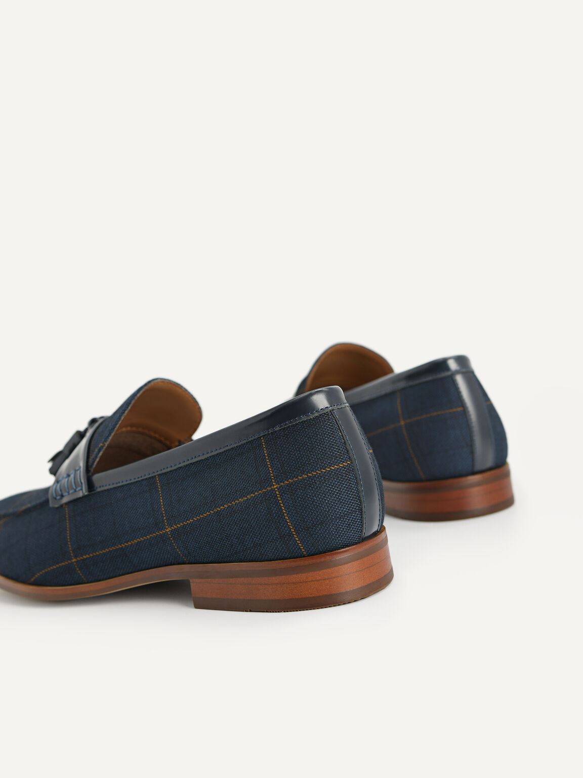 Leather Tasselled Loafers, Navy, hi-res