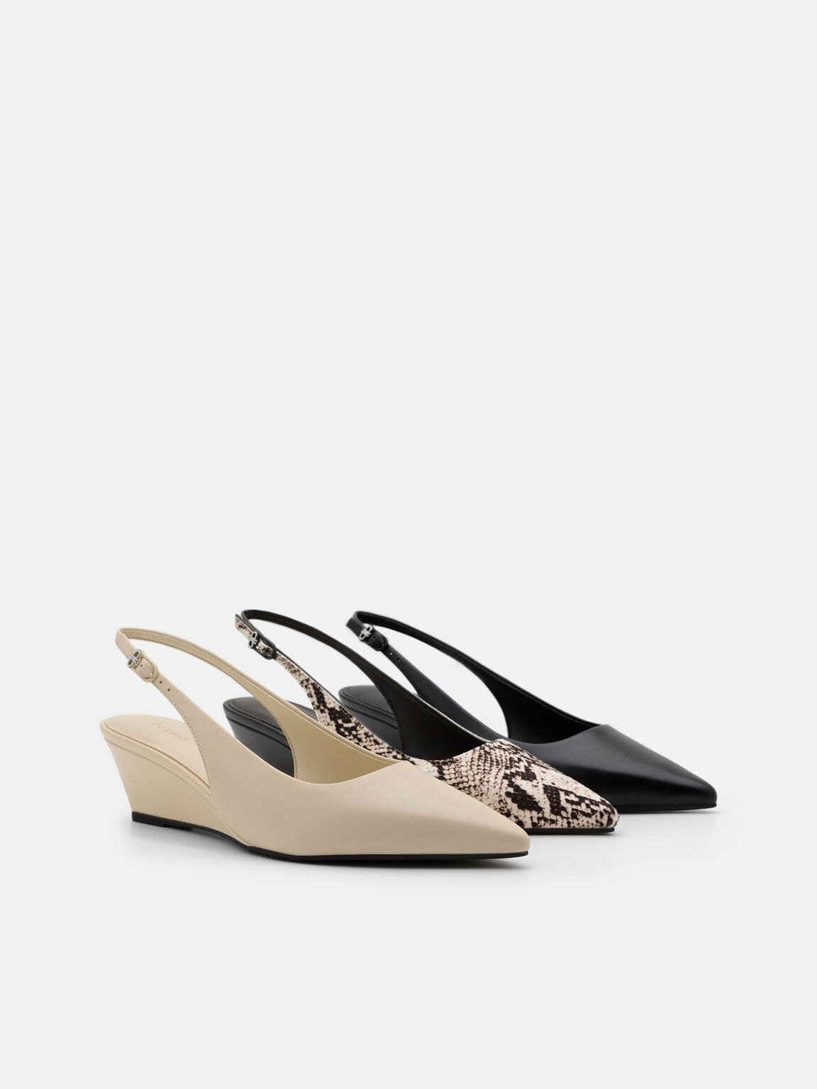 Adena Leather Wedge Slingback Pumps, Black