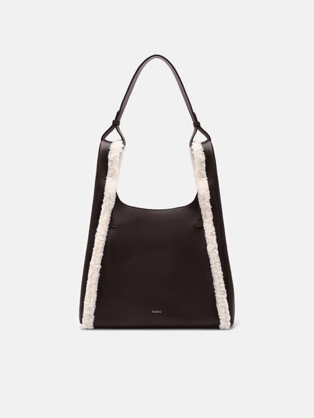 Danielle Large Leather Hobo Bag, Multi Fur
