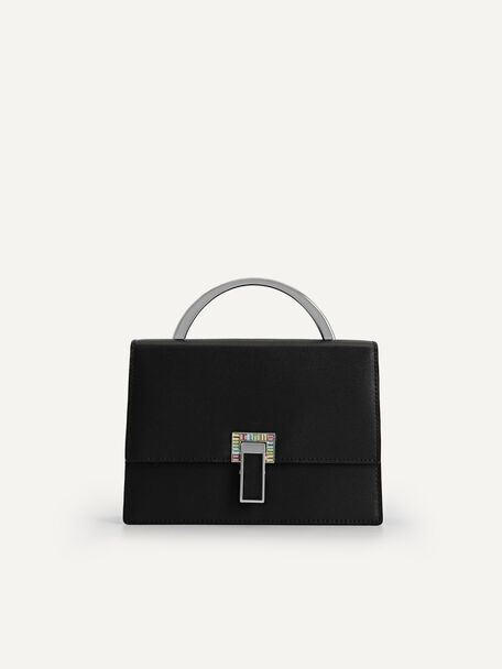 Artemis Leather Top Handle Bag, Black, hi-res