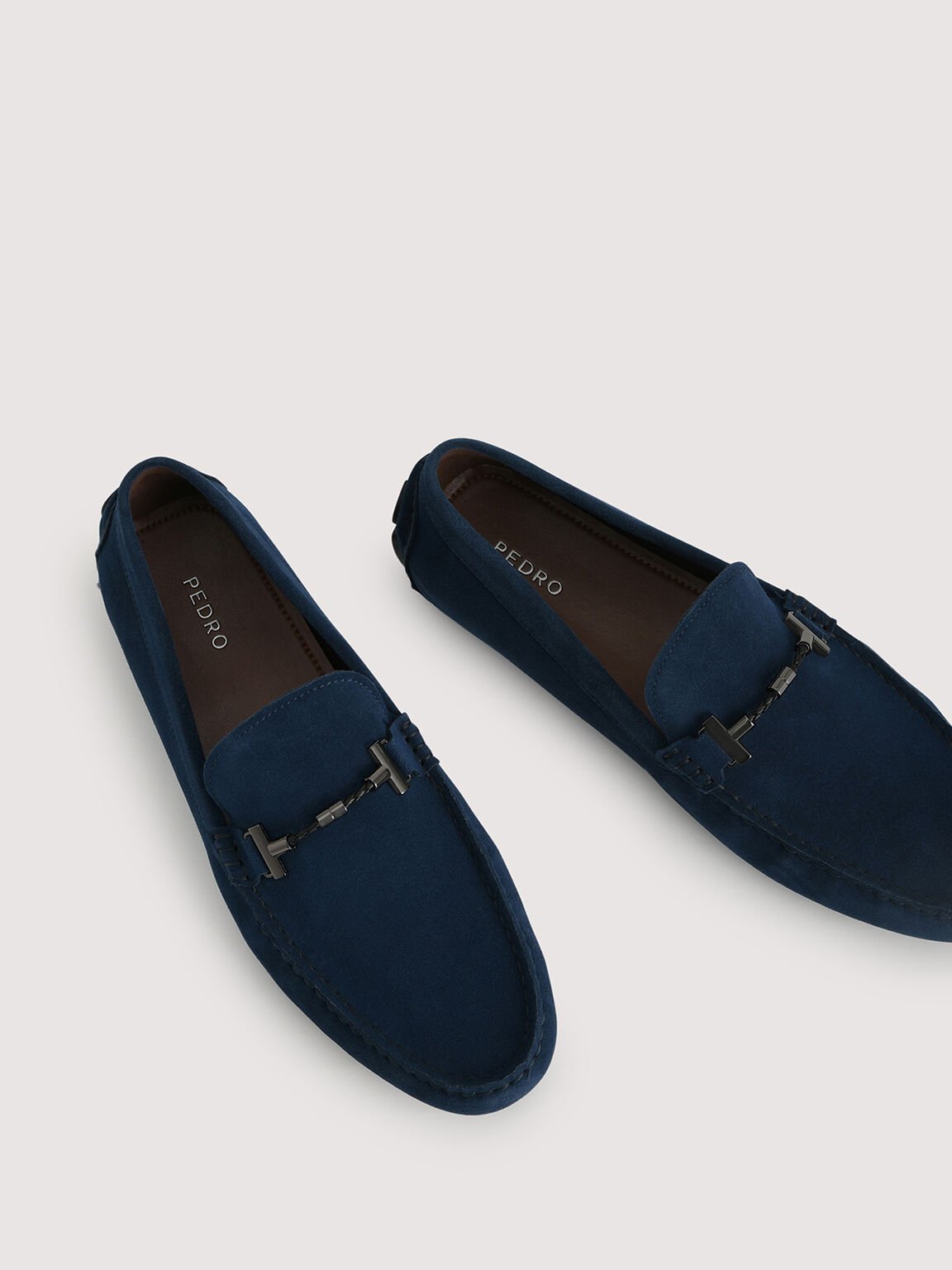 Calf Suede Loafers, Navy