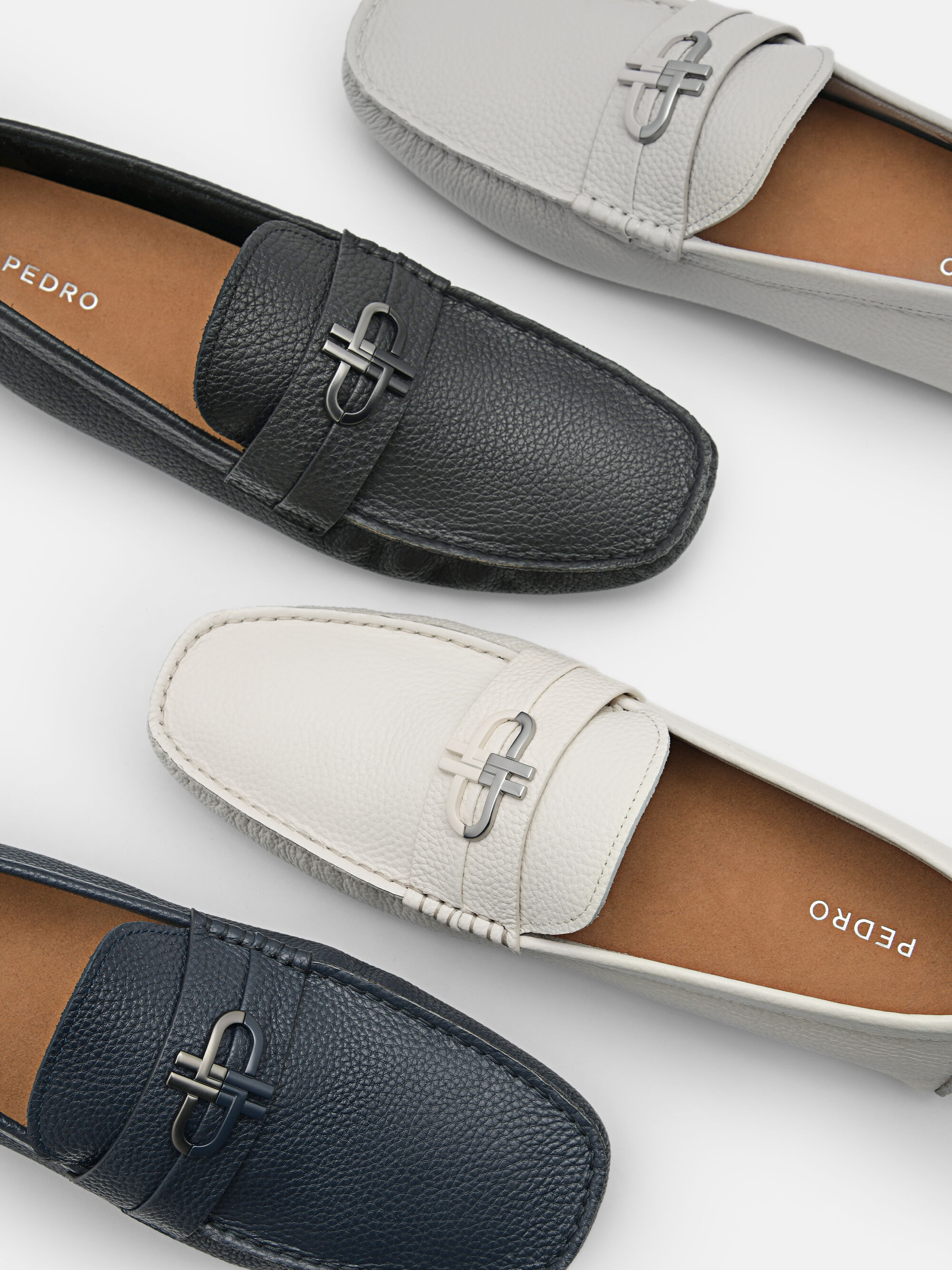 Navy PEDRO Icon Leather Driving Shoes - PEDRO US