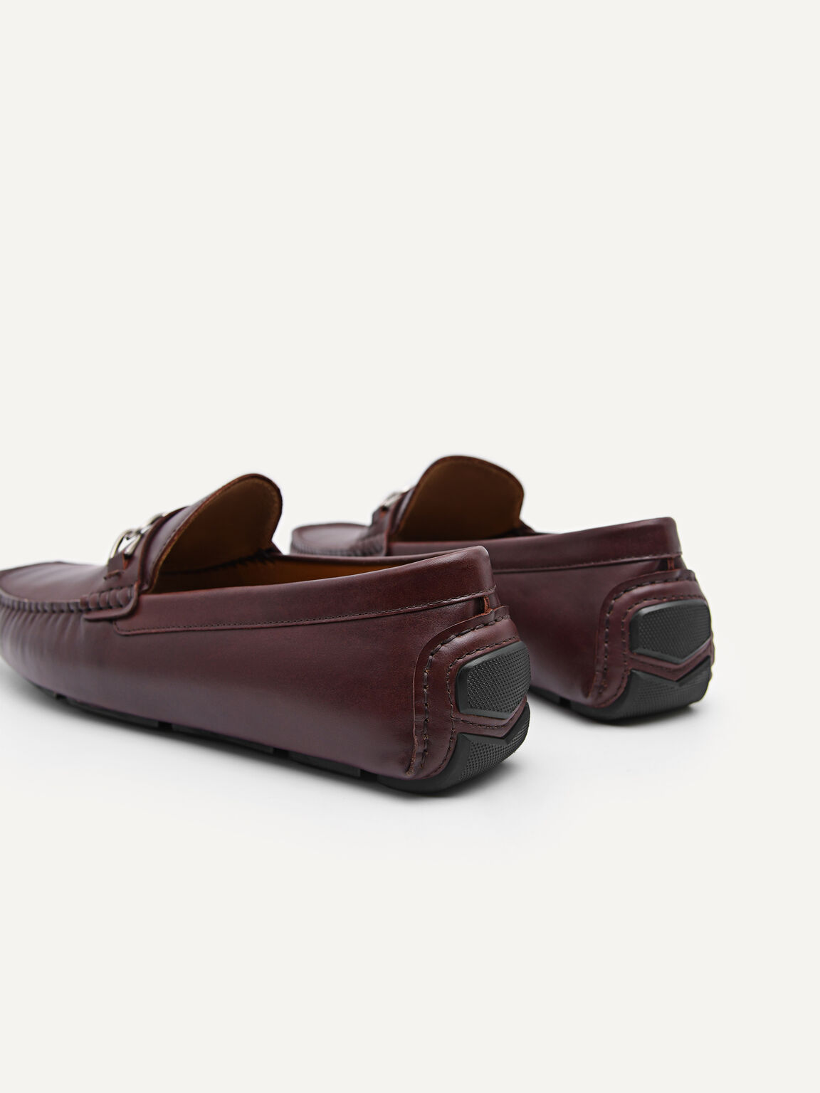 Leather Moccasins with Chain Detail, Dark Brown