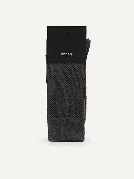 男士織紋棉襪, 深灰色