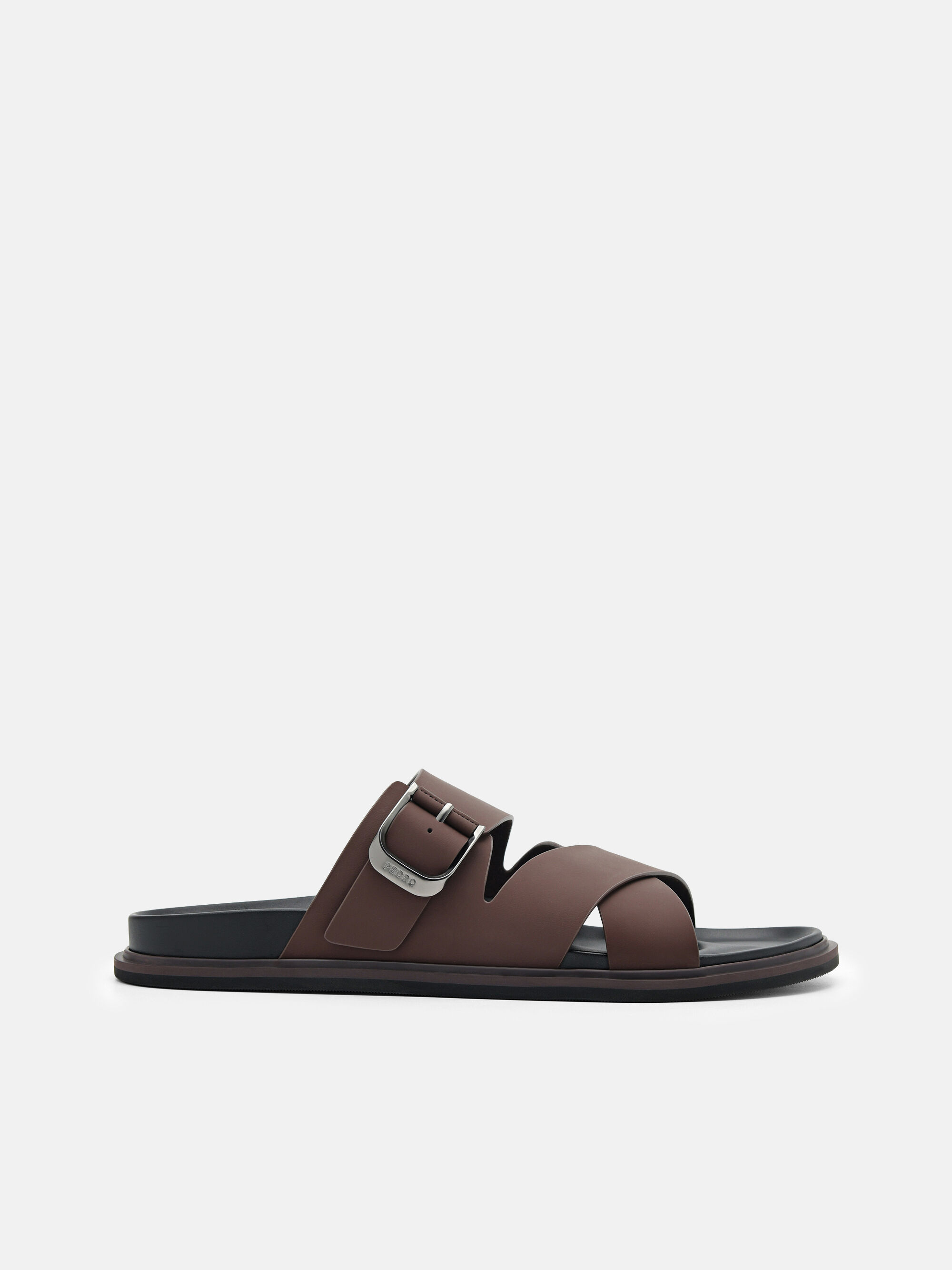 Dark Brown Helix Cross Sandals - PEDRO US