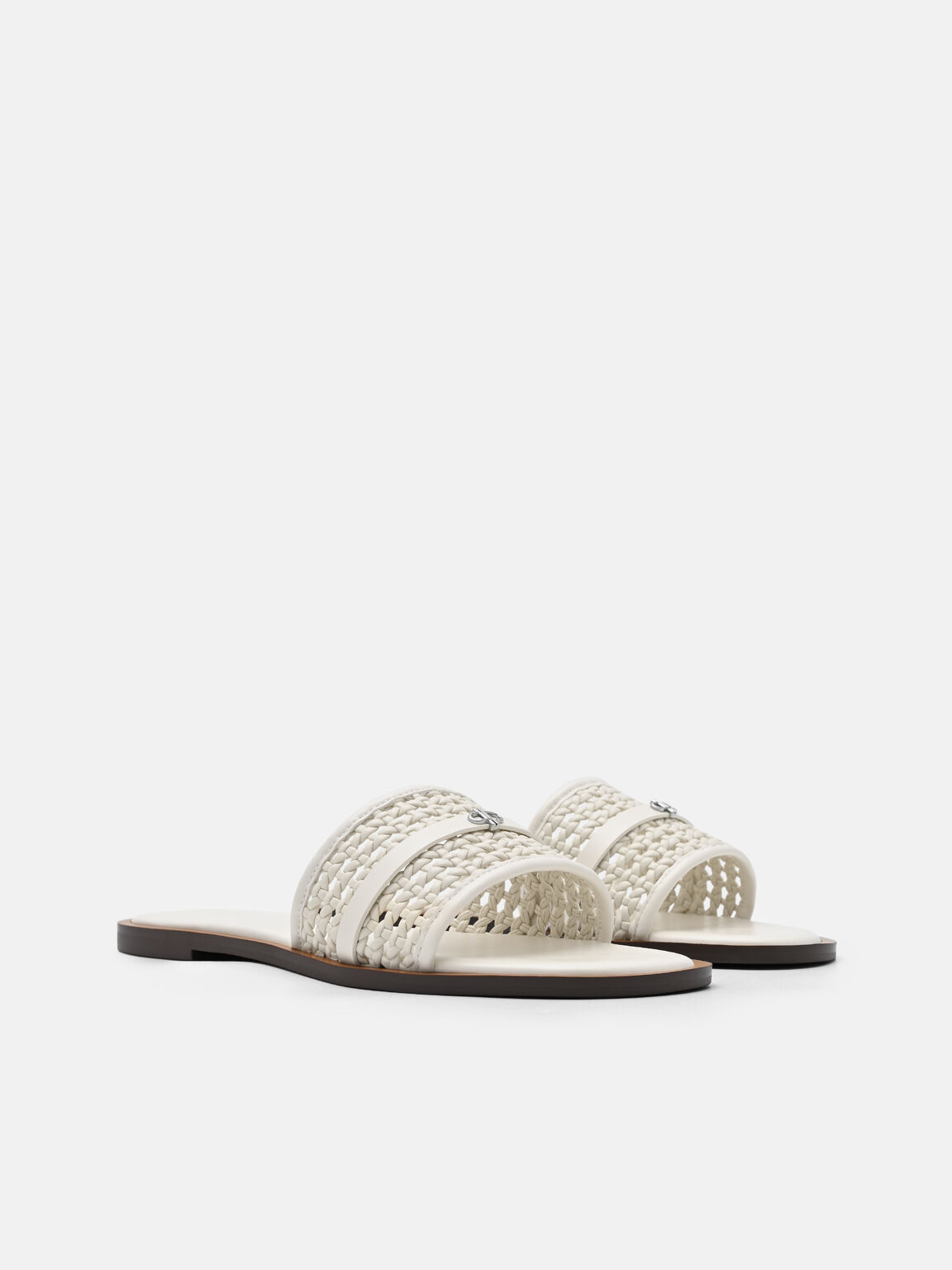 Sadie Woven Slide Sandals, Chalk Weave