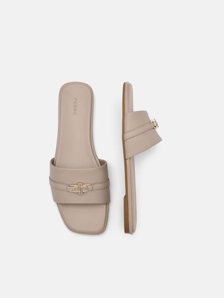 Leather Sandals, Taupe