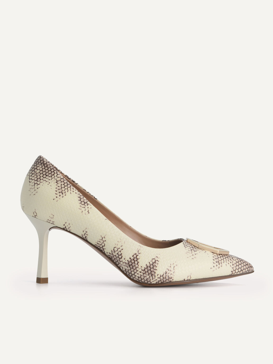 Printed Leather Pointed Toe Pumps, Multi