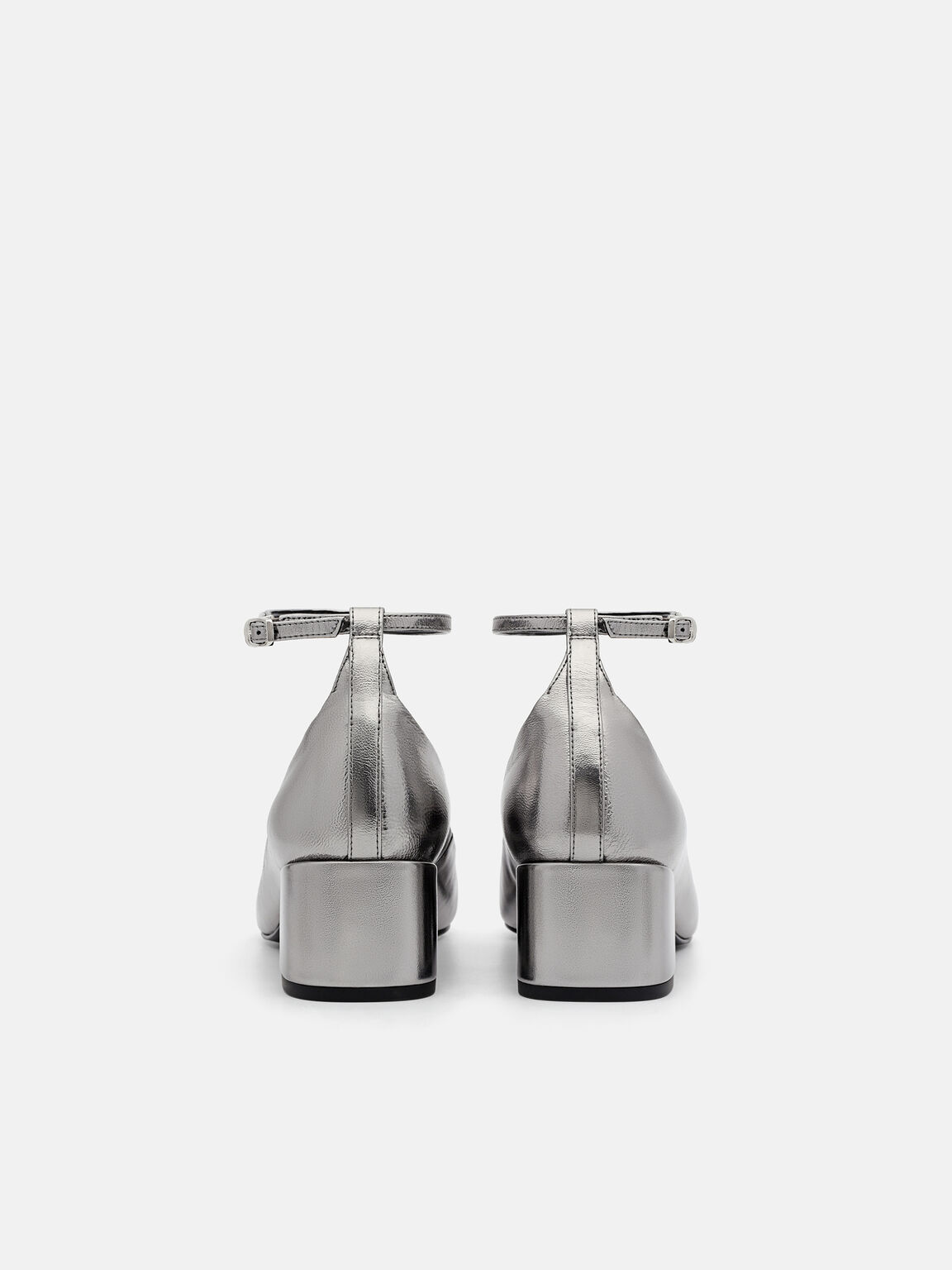Lia Leather Heel Pumps, Pewter