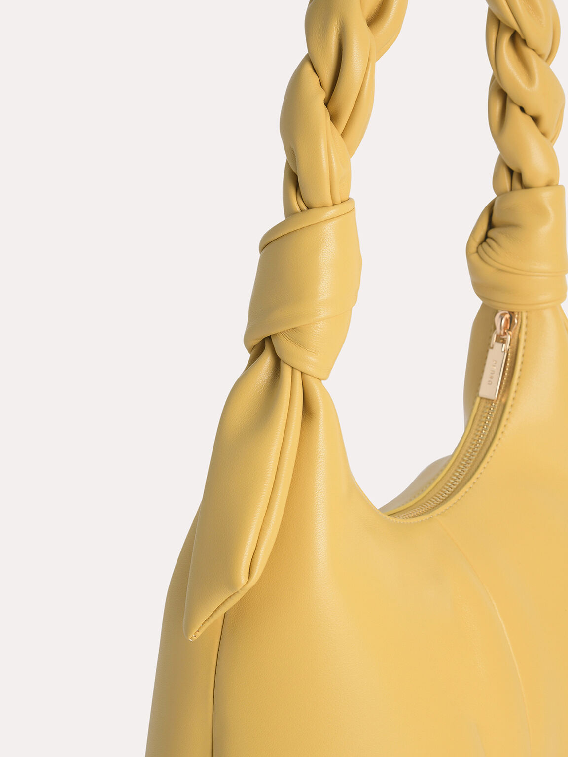 Hobo Bag with Twisted Top Handle, Yellow