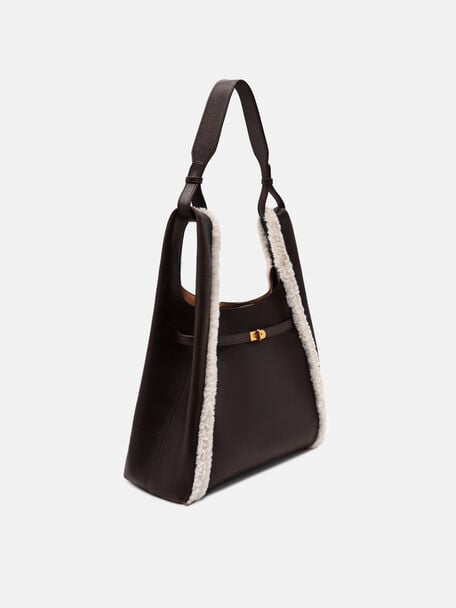 Danielle Large Leather Hobo Bag, Multi Fur