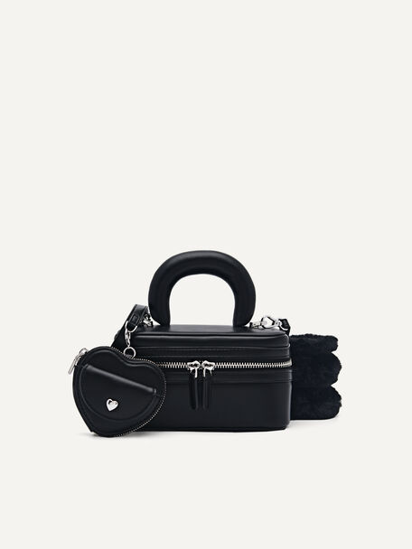 Melody Shoulder Bag with Double Pouch, Black