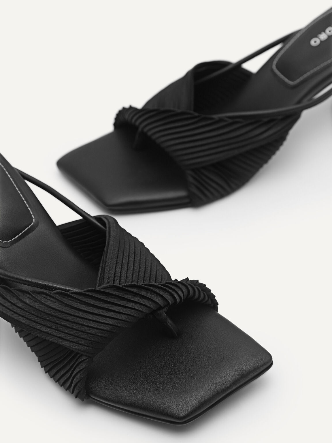 Black rePEDRO Pleated Heel Sandals - PEDRO PH