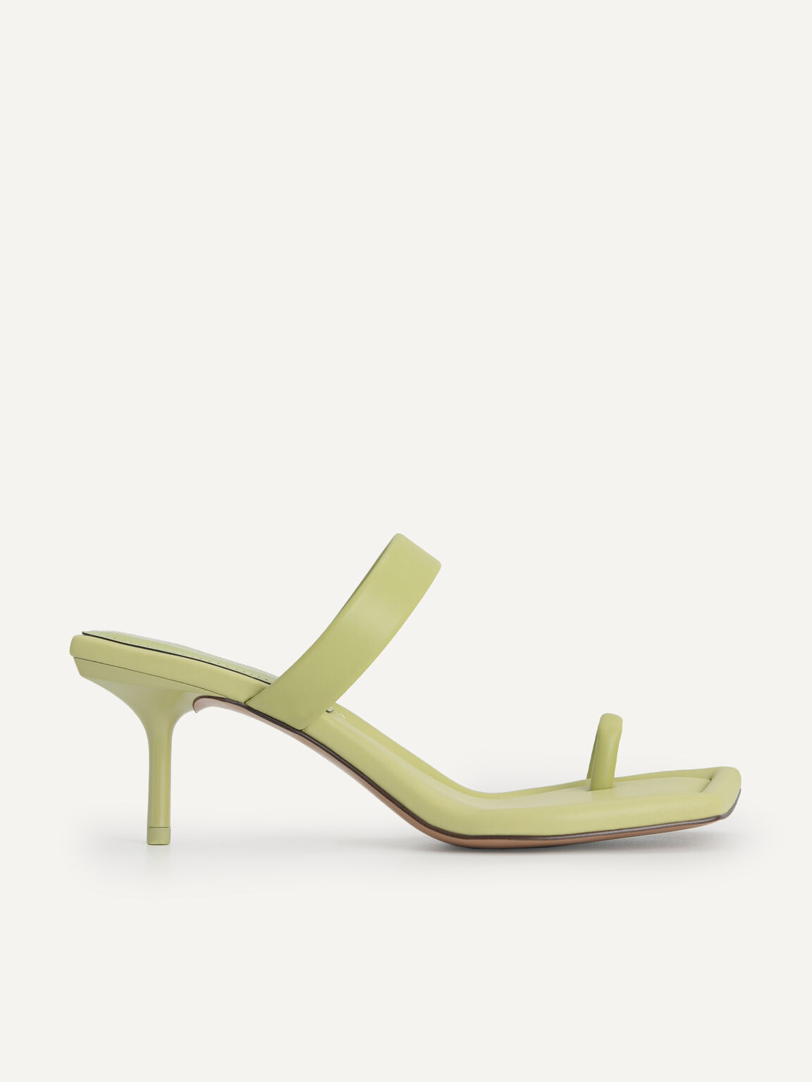 Strappy Toe Loop Heeled Sandals, Olive