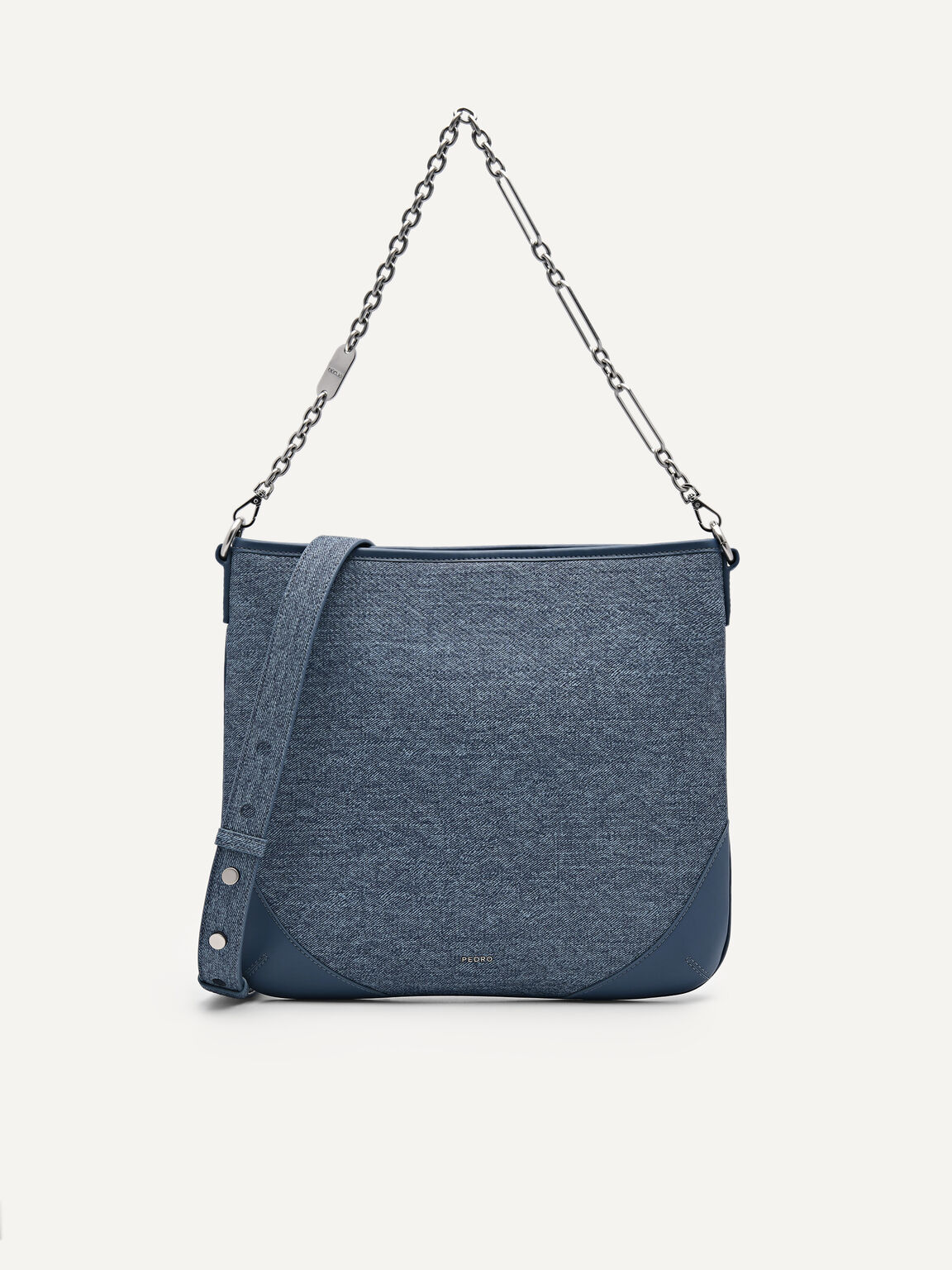Chain Handle Hobo Bag, Blue