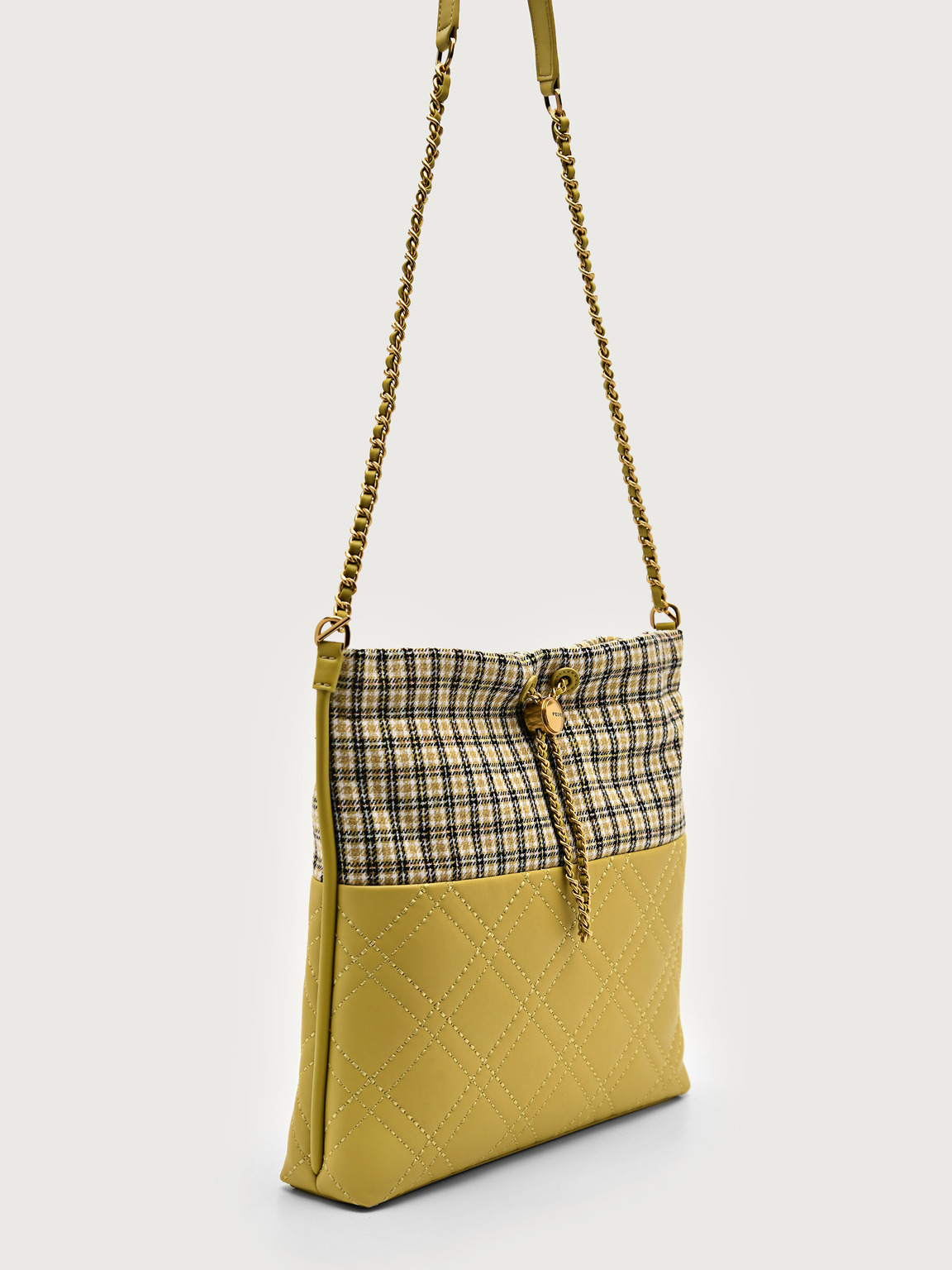 Cala絎縫抽繩托特包, 芥末黄色