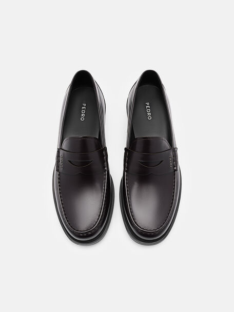 Keith Leather Penny Loafers, Mahogany