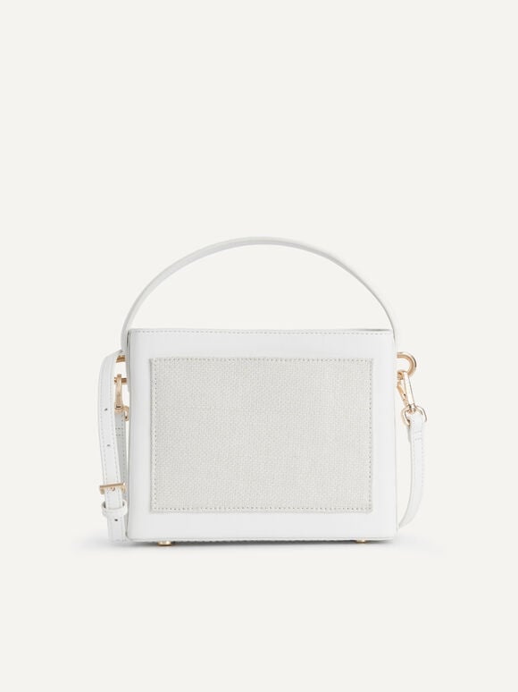 Boxy Top Handle with Braided Strap, White