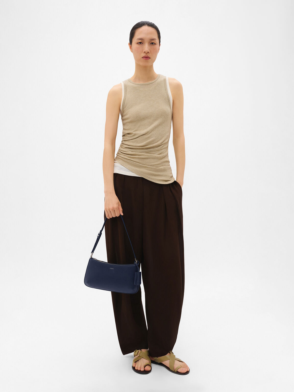 Jatte Leather Charm Shoulder Bag, Navy