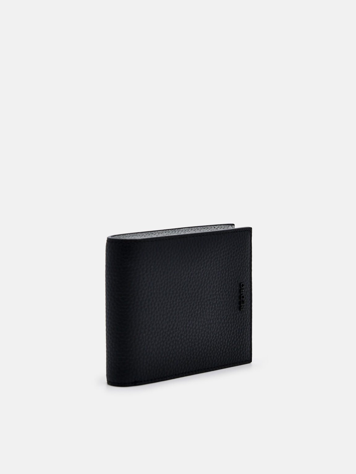 Embossed Leather Bi-Fold Wallet with Insert, Black