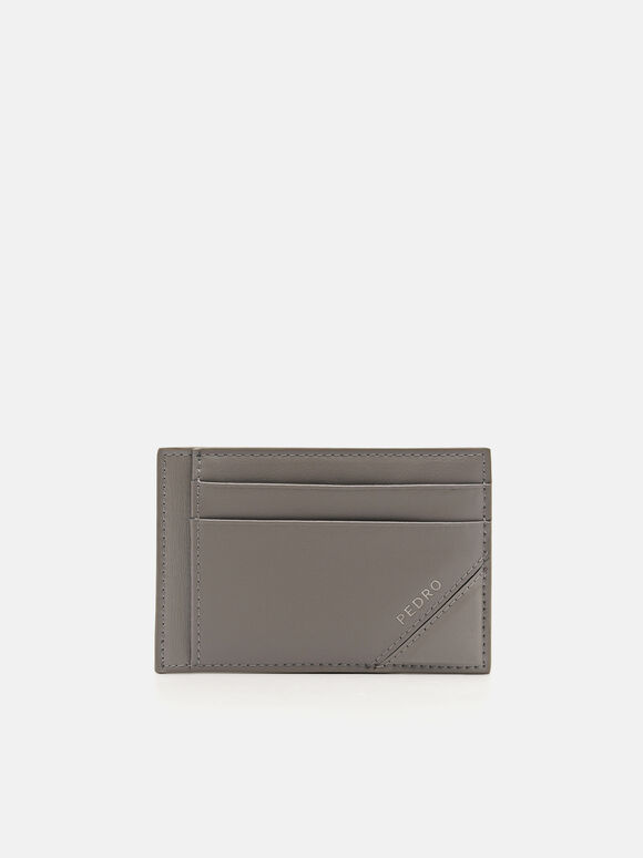 Leather Card Holder, Taupe