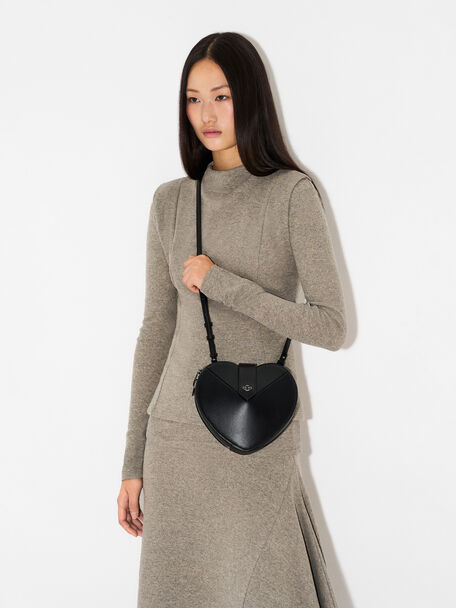 Heart Shoulder Bag, Black