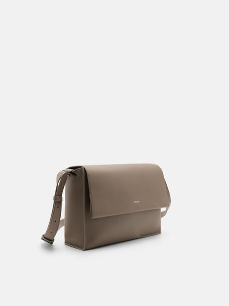 Leather Crossbody Bag, Dark Taupe