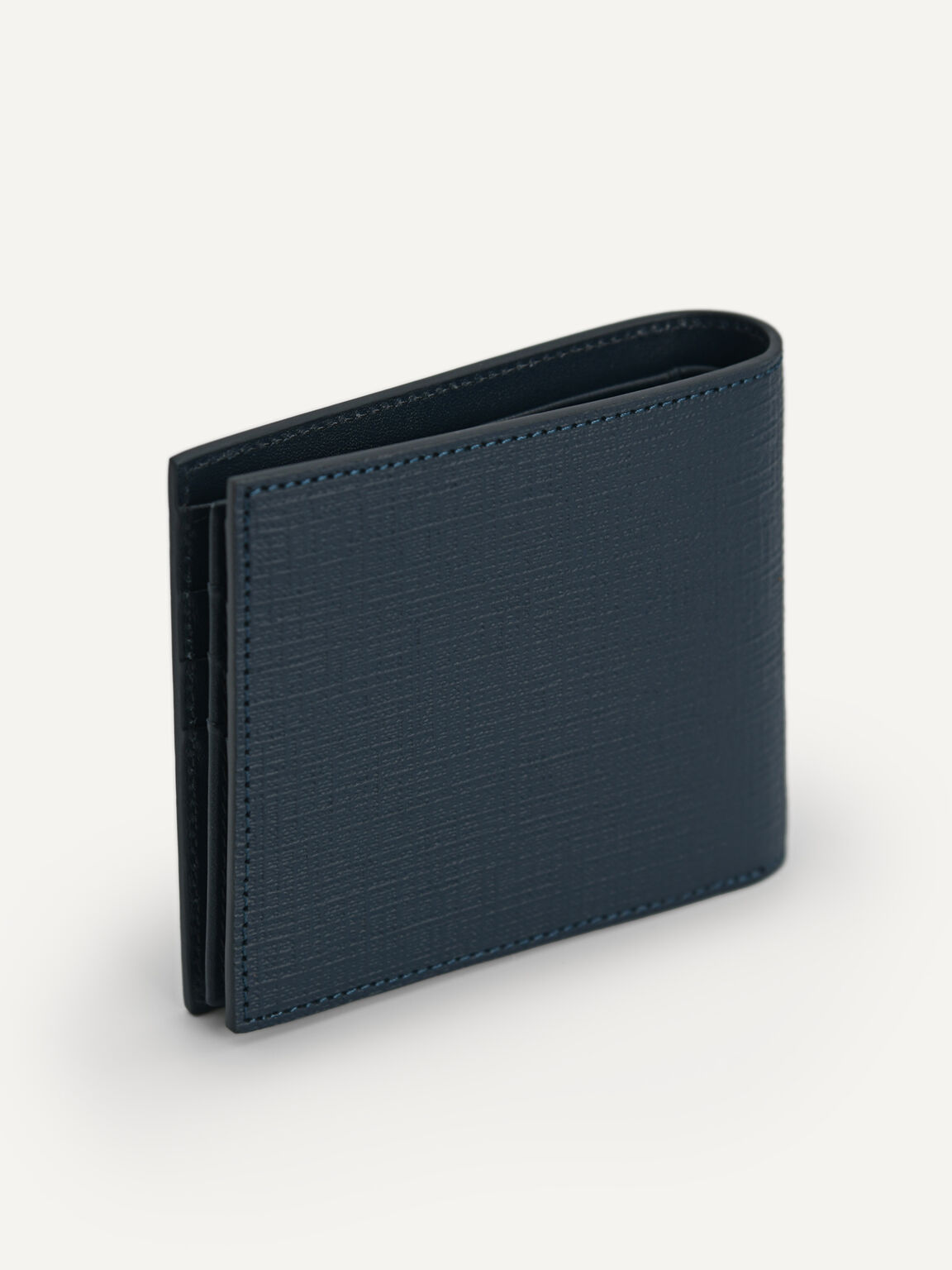 Textured Leather Wallet, Navy