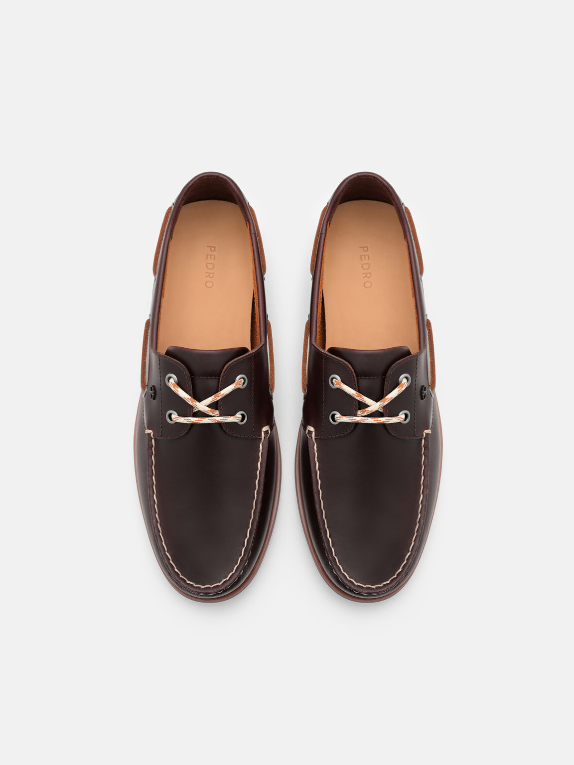 Marcos Leather Boat Shoes, Dark Brown Burnish