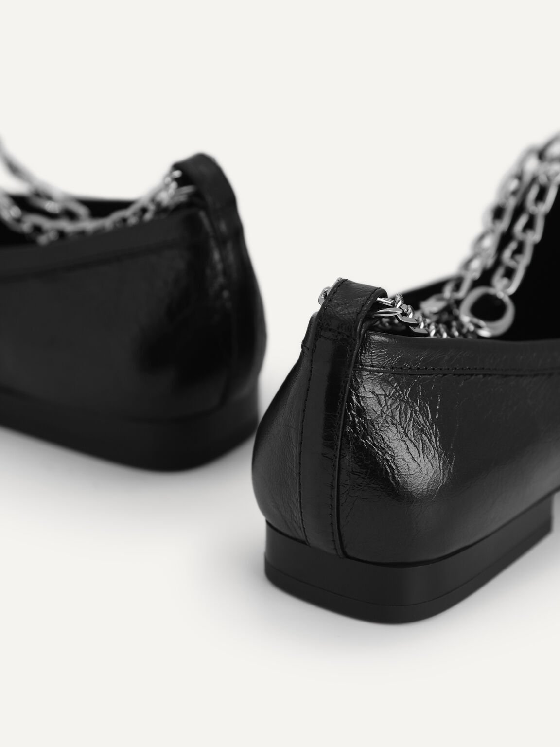 鏈條皮革樂福鞋, 黑色, hi-res