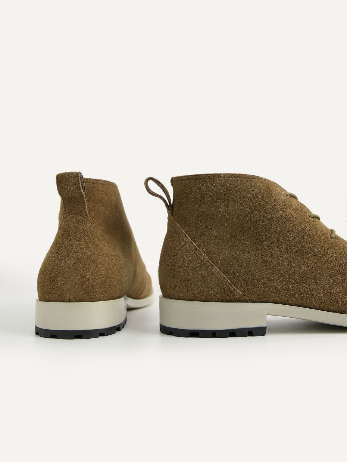 Suede Leather Boots, Olive