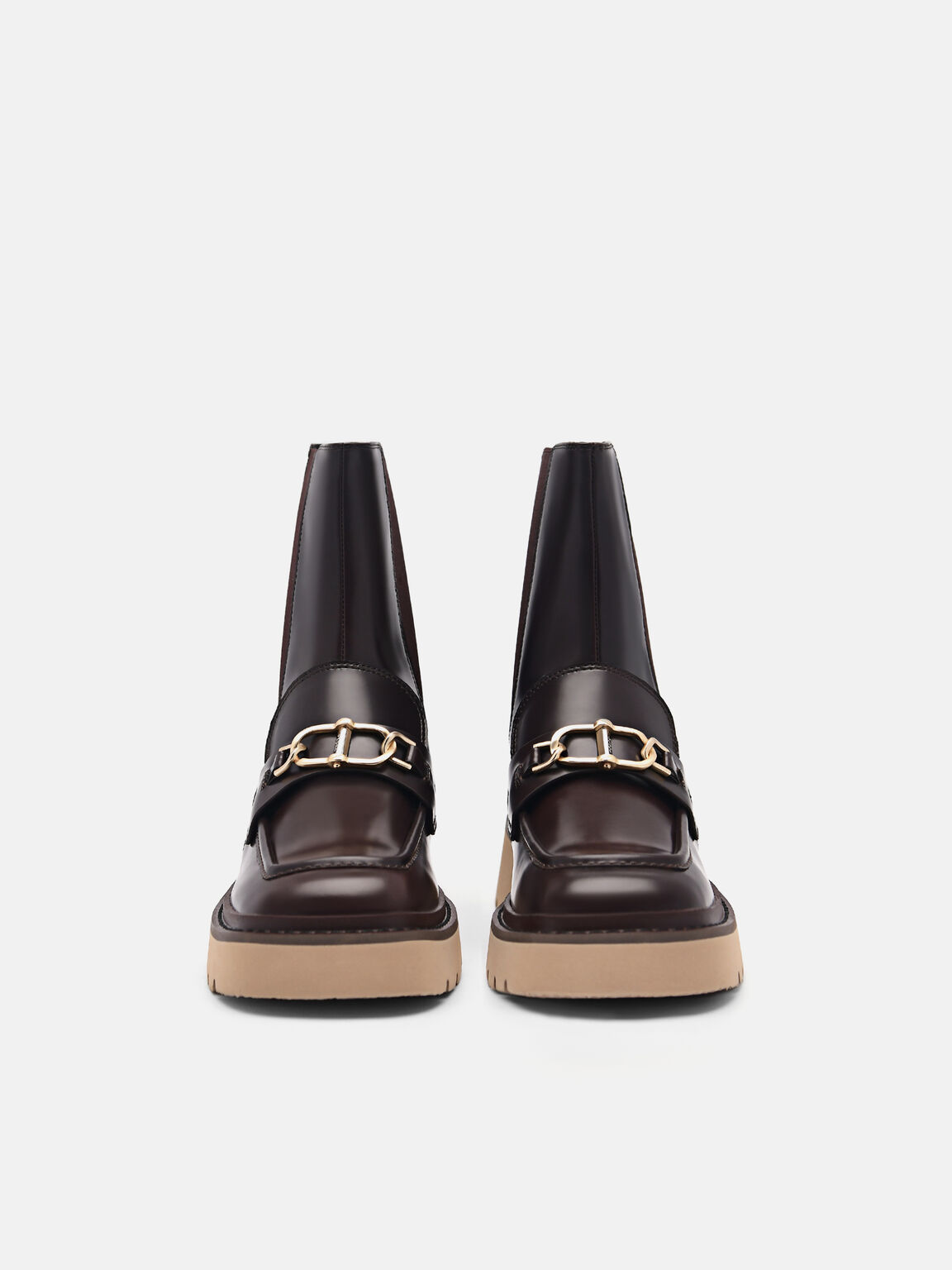 Leather Platform Chelsea Boots, Dark Brown