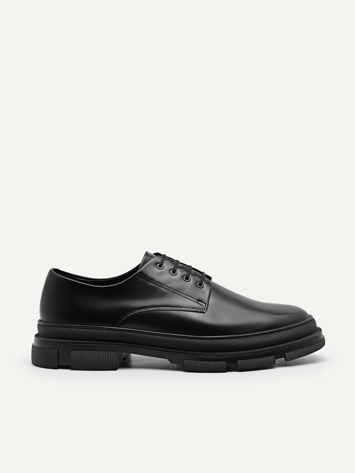 Chunky Leather Derby Shoes, Black