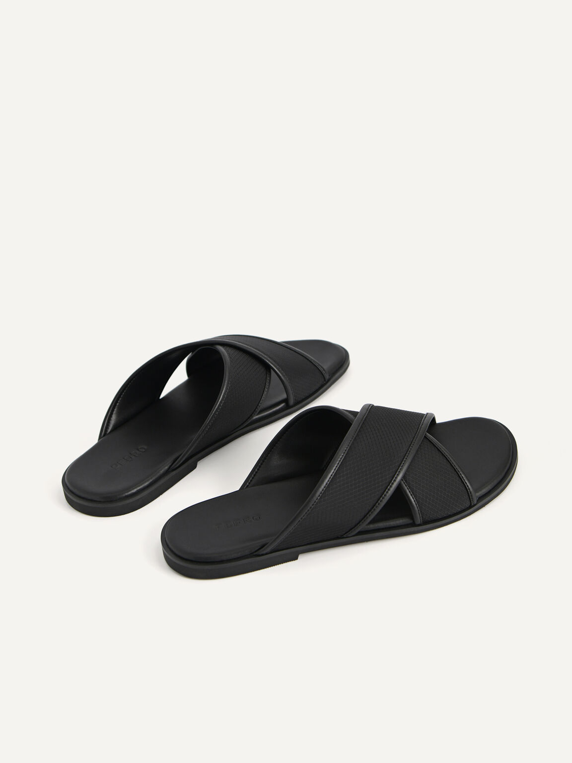 Criss-Cross Strap Sandals, Black, hi-res
