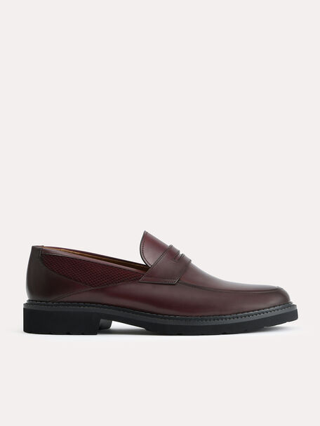 Burnished Leather Penny Loafer, Maroon