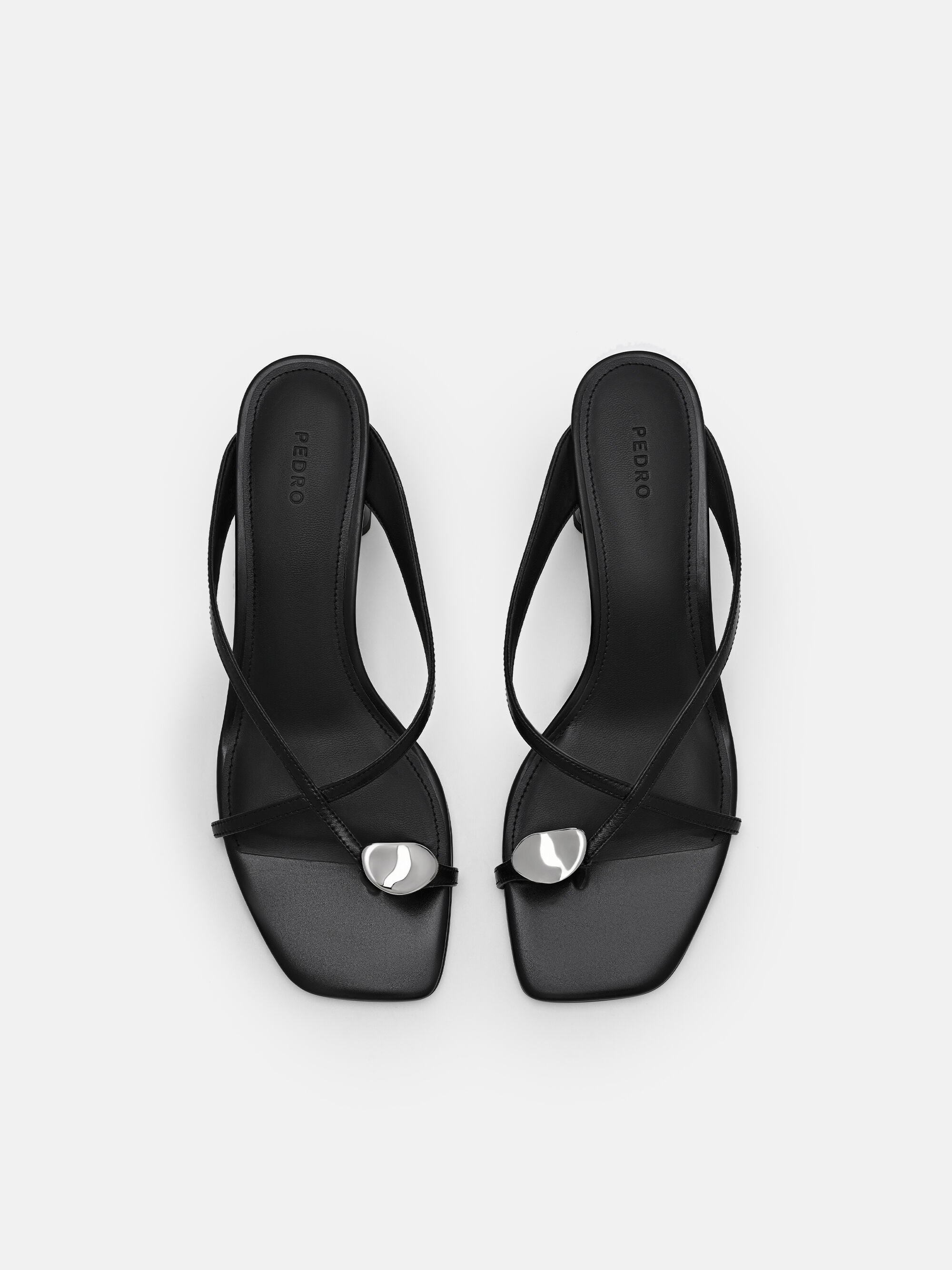 Black Alexis Leather Block Heel Sandals - PEDRO US