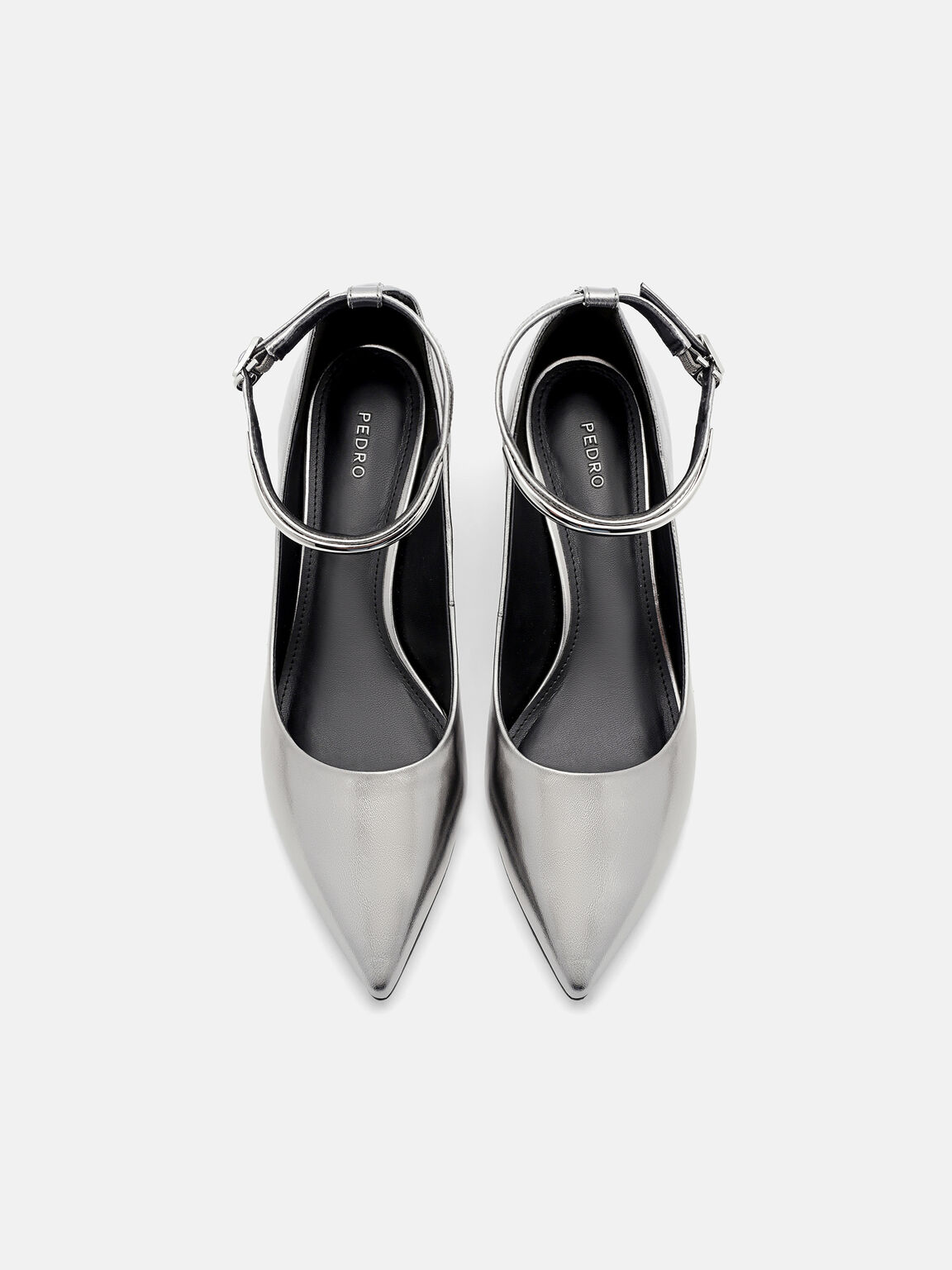 Lia Leather Heel Pumps, Pewter