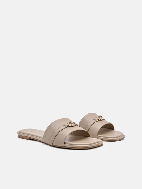 Leather Sandals, Taupe