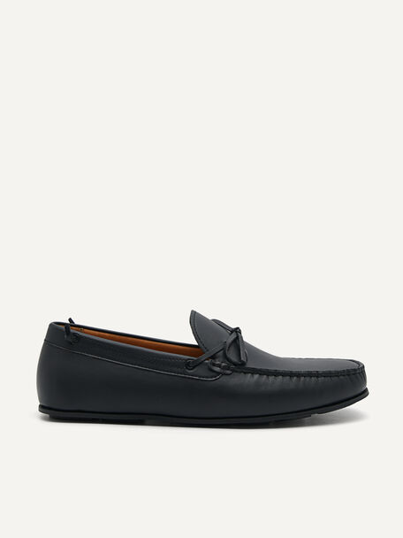 Leather Loafers with Laces, Black