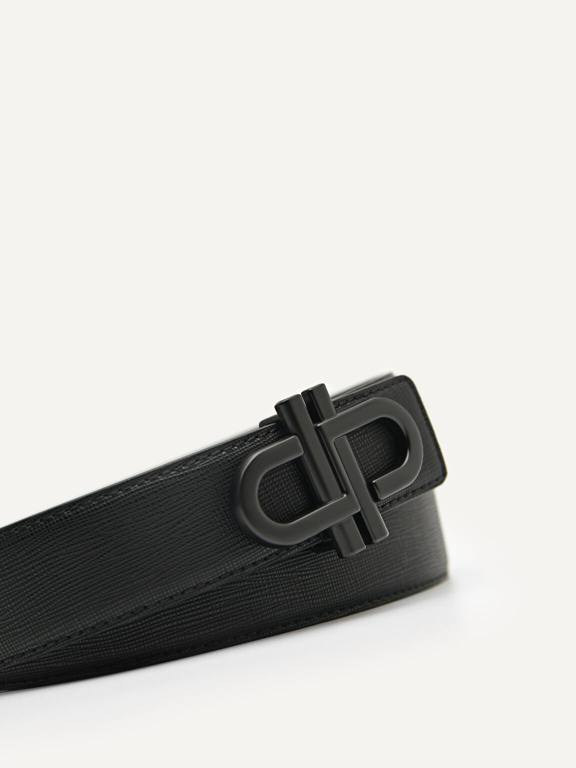PEDRO Icon Reversible Leather Tang Belt, Black