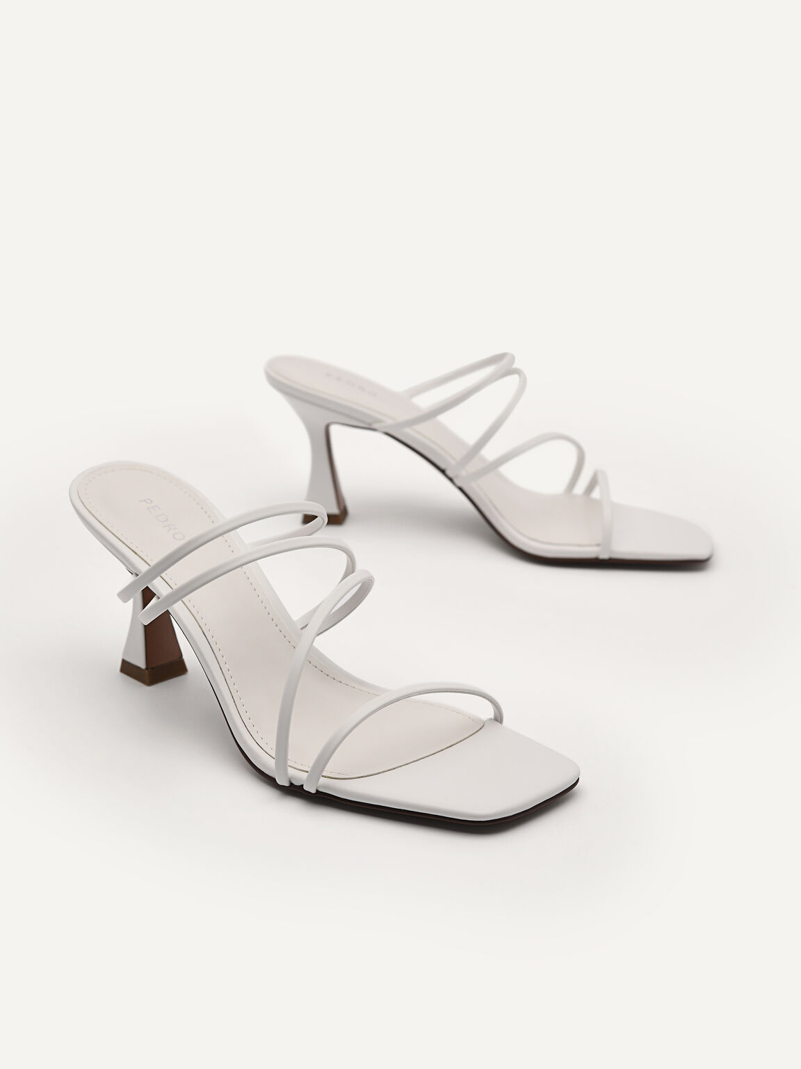 Strappy Heeled Sandals, White
